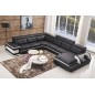 Canapé d'angle cuir buffle italien 7/8 places, BELLISSIMO, noir et blanc, angle gauche Canapé d'angle cuir buffle italien 7/8 places, BELLISSIMO, noir et blanc, angle gauche