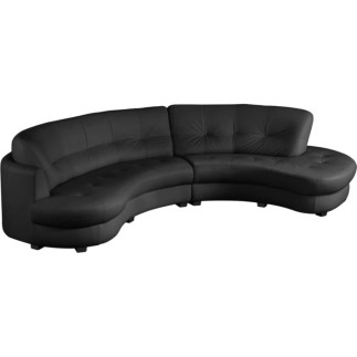 Canapé en cuir italien de luxe 5/6 places BRETINI noir, côté accoudoir gauche