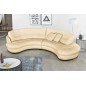 Canapé en cuir italien de luxe 5/6 places BRETINI beige, côté accoudoir gauche