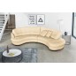 Canapé en cuir italien de luxe 5/6 places BRETINI beige, côté accoudoir gauche