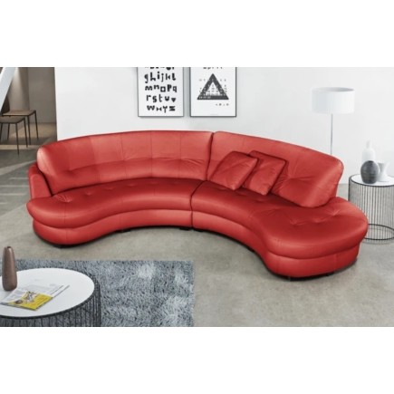 Canapé en cuir italien de luxe 5/6 places BRETINI rouge foncé, côté accoudoir gauche