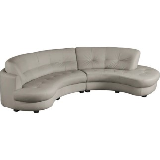 Canapé en cuir italien de luxe 5/6 places BRETINI gris clair, côté accoudoir gauche