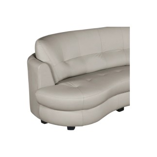 Canapé en cuir italien de luxe 5/6 places BRETINI gris clair, côté accoudoir gauche
