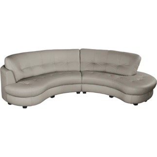 Canapé en cuir italien de luxe 5/6 places BRETINI gris clair, côté accoudoir gauche
