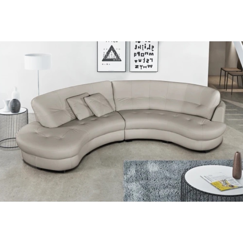 Canapé en cuir italien de luxe 5/6 places BRETINI gris clair, côté accoudoir droit Canapé en cuir italien de luxe 5/6 places BRETINI gris clair, côté accoudoir droit