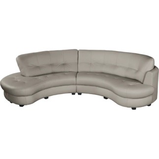 Canapé en cuir italien de luxe 5/6 places BRETINI gris clair, côté accoudoir droit