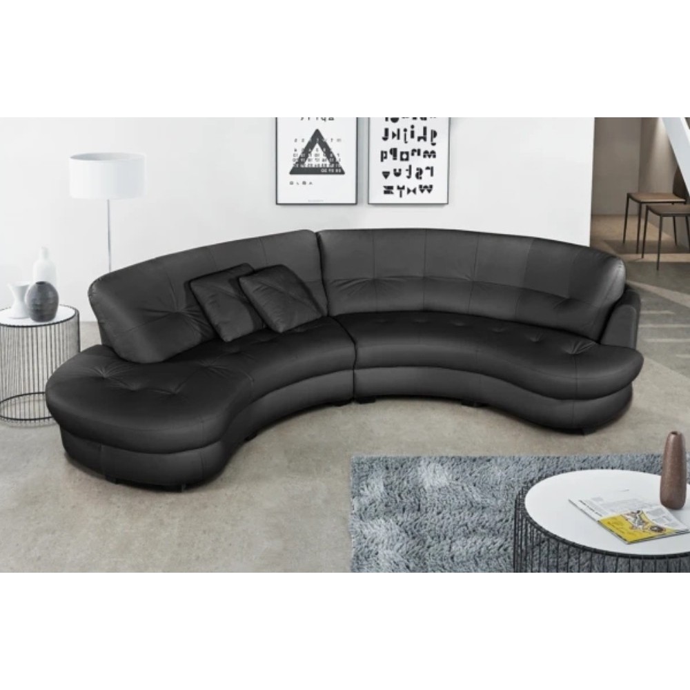Canapé en cuir italien de luxe 5/6 places BRETINI noir, côté accoudoir droit Canapé en cuir italien de luxe 5/6 places BRETINI noir, côté accoudoir droit
