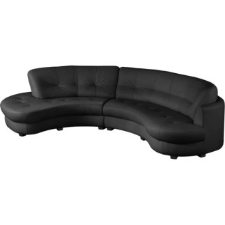 Canapé en cuir italien de luxe 5/6 places BRETINI noir, côté accoudoir droit