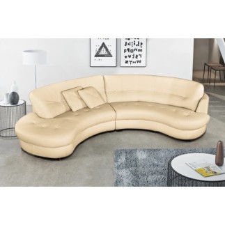 Canapé en cuir italien de luxe 5/6 places BRETINI beige, côté accoudoir droit