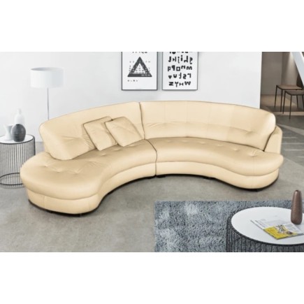 Canapé en cuir italien de luxe 5/6 places BRETINI beige, côté accoudoir droit