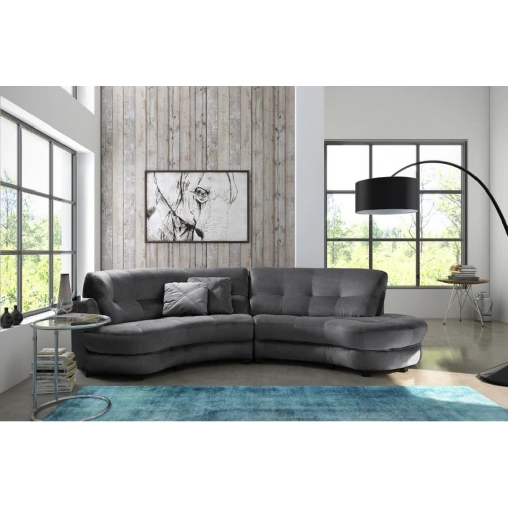 Canapé en velours luxe 5/6 places BRENNER gris foncé, côté accoudoir gauche Canapé en velours luxe 5/6 places BRENNER gris foncé, côté accoudoir gauche