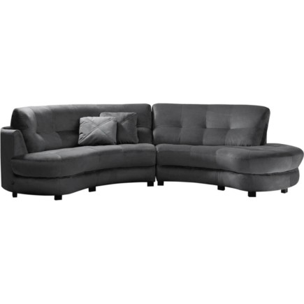 Canapé en velours luxe 5/6 places BRENNER gris foncé, côté accoudoir gauche