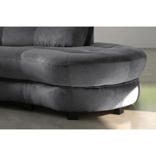 Canapé en velours luxe 5/6 places BRENNER gris foncé, côté accoudoir gauche