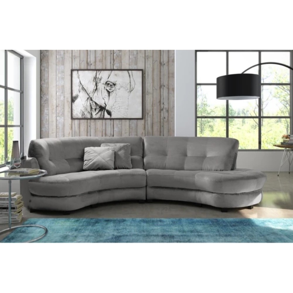 Canapé en velours luxe 5/6 places BRENNER gris clair, côté accoudoir gauche Canapé en velours luxe 5/6 places BRENNER gris clair, côté accoudoir gauche
