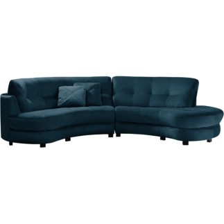 Canapé en velours luxe 5/6 places BRENNER bleu foncé, côté accoudoir gauche