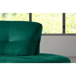 Canapé en velours luxe 5/6 places BRENNER vert foncé, côté accoudoir gauche