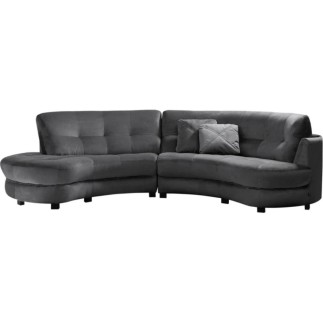 Canapé en velours luxe 5/6 places BRENNER gris foncé, côté accoudoir droit