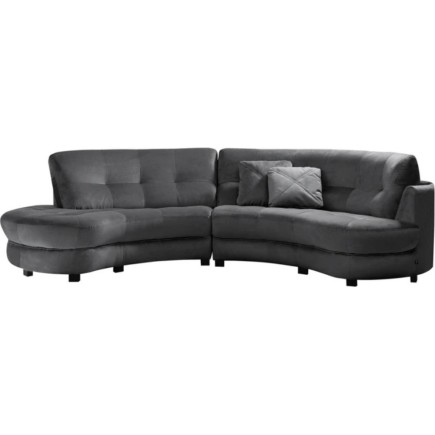 Canapé en velours luxe 5/6 places BRENNER gris foncé, côté accoudoir droit