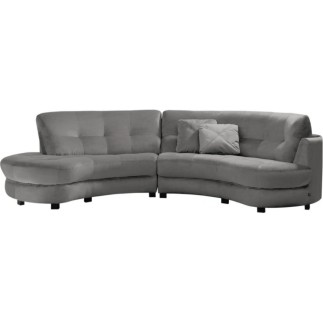 Canapé en velours luxe 5/6 places BRENNER gris clair, côté accoudoir droit