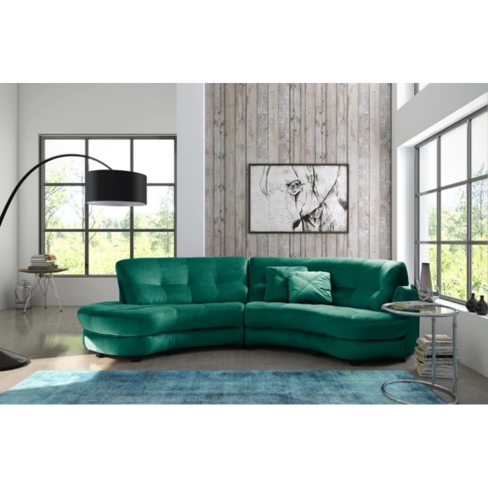 Canapé en velours luxe 5/6 places BRENNER vert foncé, côté accoudoir droit Canapé en velours luxe 5/6 places BRENNER vert foncé, côté accoudoir droit