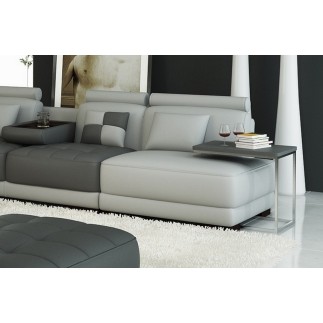 Canapé d'angle en cuir italien 6/7 places PETIT ELIXIR, gris clair et gris foncé, angle gauche