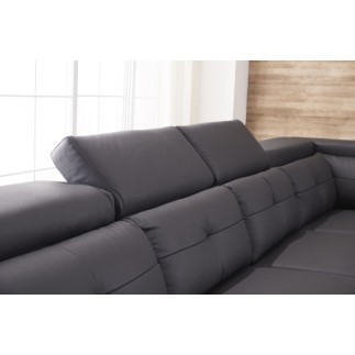 Canapé d'angle cuir buffle italien 7/8 places , BELLISSIMO, noir et blanc, angle droit. Version: longueur 471 cm