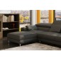 Canapé d'angle en cuir italien 5 places SUEDE, gris foncé, angle gauche Canapé d'angle en cuir italien 5 places SUEDE, gris foncé, angle gauche