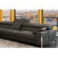 Canapé d'angle en cuir italien 5 places SUEDE, gris foncé, angle gauche Canapé d'angle en cuir italien 5 places SUEDE, gris foncé, angle gauche
