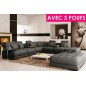 Canapé d'angle en cuir italien 7/8 places ELIXIR, Gris foncé uni, angle droit, Petite table bout de canapé offerte + 3 poufs géa Canapé d'angle en cuir italien 7/8 places ELIXIR, Gris foncé uni, angle droit, Petite table bout de canapé offerte + 3 poufs géa