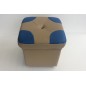 Pouf en cuir de luxe - belle qualité- cuir épais - beige et bleu - VISTA