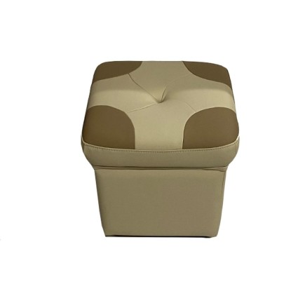 Pouf en cuir de luxe - belle qualité- cuir épais - beige et marron - VISTA
