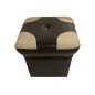 Pouf en cuir de luxe - belle qualité- cuir épais - Chocolat et beige - VISTA