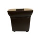 Pouf en cuir de luxe - belle qualité- cuir épais - Chocolat et beige - VISTA
