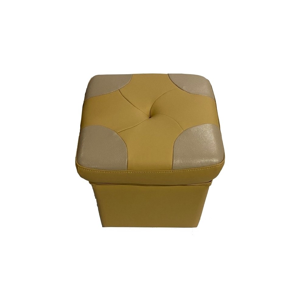 Pouf en cuir de luxe - belle qualité- cuir épais - beige et moutarde - VISTA Pouf en cuir de luxe - belle qualité- cuir épais - beige et moutarde - VISTA