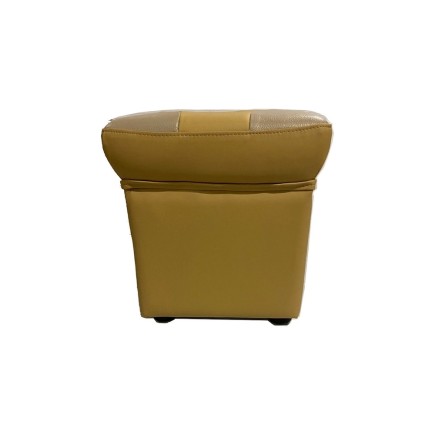 Pouf en cuir de luxe - belle qualité- cuir épais - beige et moutarde - VISTA