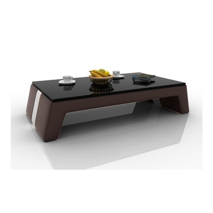 Table basse design SIARA, chocolat et blanc