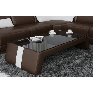Table basse design SIARA, chocolat et blanc