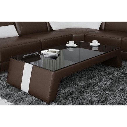 Table basse design SIARA, chocolat et blanc