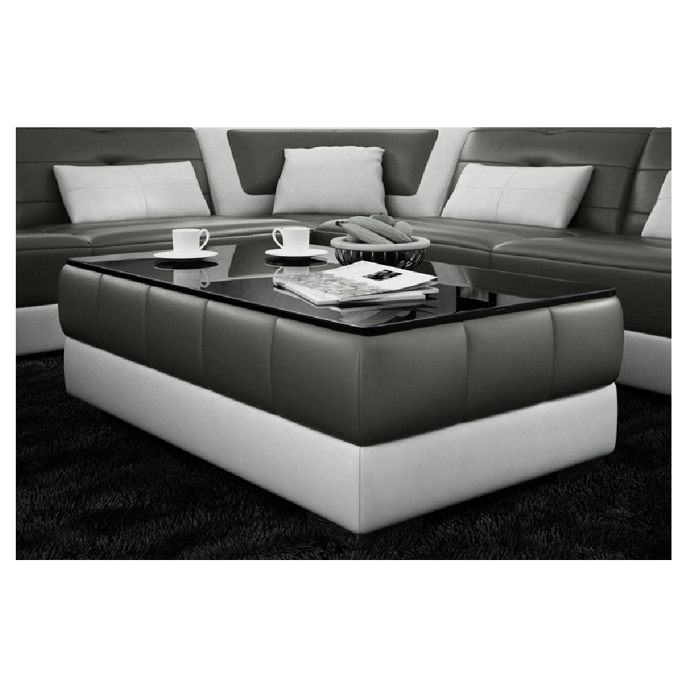 Table basse design ZEINA, gris foncé et blanc. Table basse design ZEINA, gris foncé et blanc.