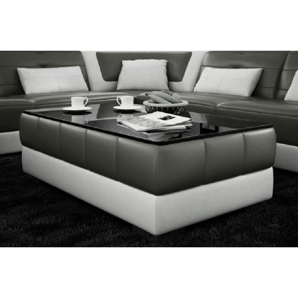 Table basse design ZEINA, gris foncé et blanc.