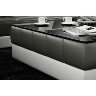 Table basse design ZEINA, gris foncé et blanc.