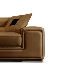Ensemble GENEVA 2 pièces: canapé 3 places + 2 places en cuir luxe italien vachette, marron