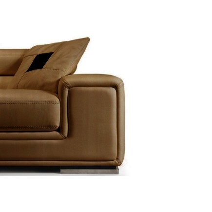 Canapé GENEVA 3 places en cuir luxe italien vachette, marron