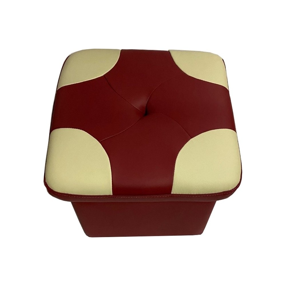 Pouf en cuir de luxe - belle qualité - cuir épais - Bordeaux ét écru - VISTA Pouf en cuir de luxe - belle qualité - cuir épais - Bordeaux ét écru - VISTA