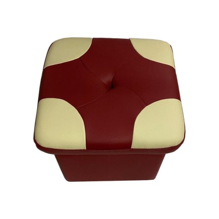 Pouf en cuir de luxe - belle qualité - cuir épais - Bordeaux ét écru - VISTA