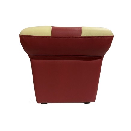 Pouf en cuir de luxe - belle qualité - cuir épais - Bordeaux ét écru - VISTA