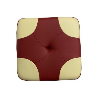 Pouf en cuir de luxe - belle qualité - cuir épais - Bordeaux ét écru - VISTA