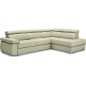 Canapé d'angle convertible en 100% tout cuir italien de luxe 5 places ZORINI, ivoire, angle droit