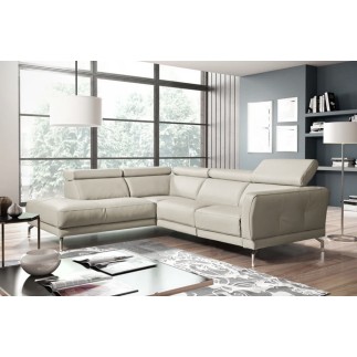 1er paiement de la commande: canapé d'angle en 100% tout cuir épais de luxe italien, 5/6 places dalbert, couleur crème, angle ga