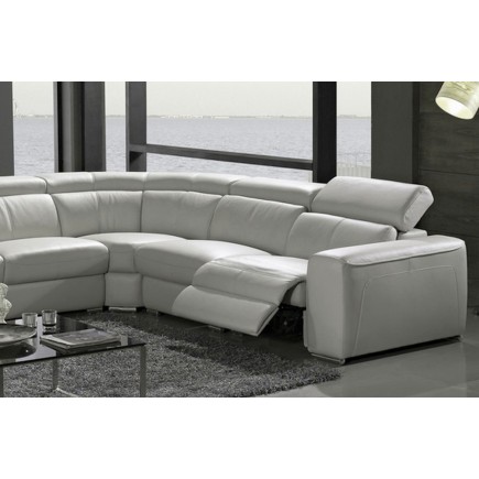 Canapé d'angle double relax électrique en cuir de buffle italien de luxe 7/8 places BESTRELAX, blanc uni, angle droit, Blanc cas